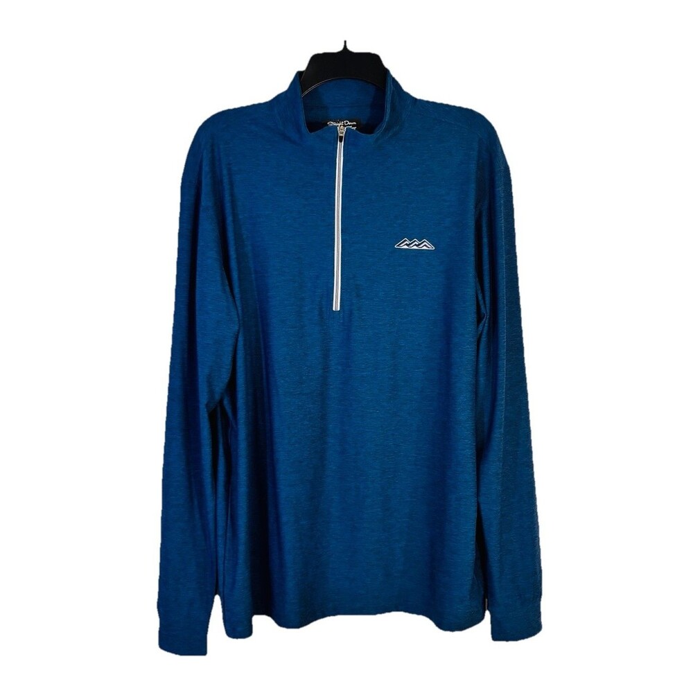 Straight Down Mens M 1/4 Zip Pullover Blue Desert Mountain Golf Club Logo